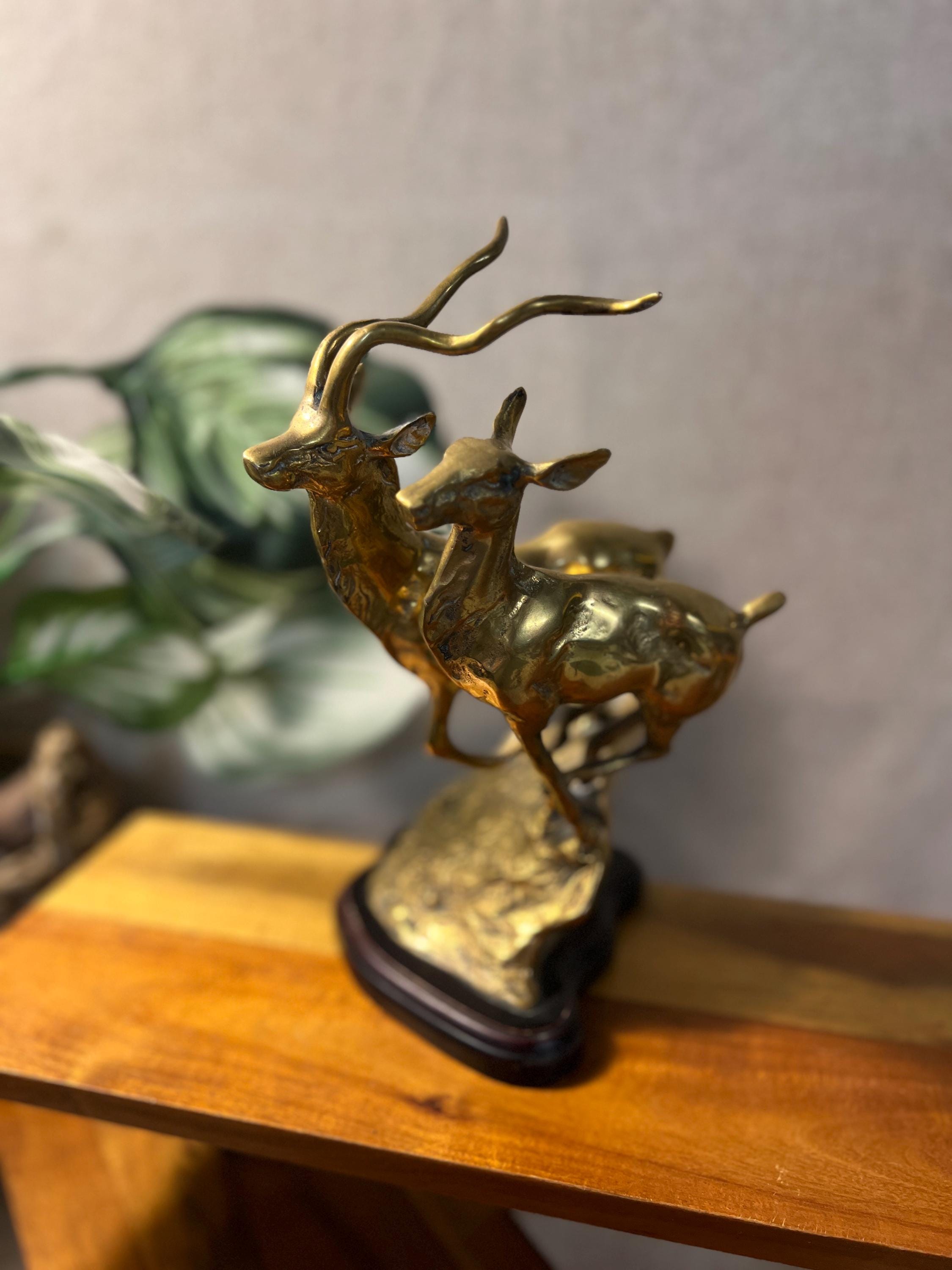 MCM Gazelle Figurines Brass Head  And horns Running cliff