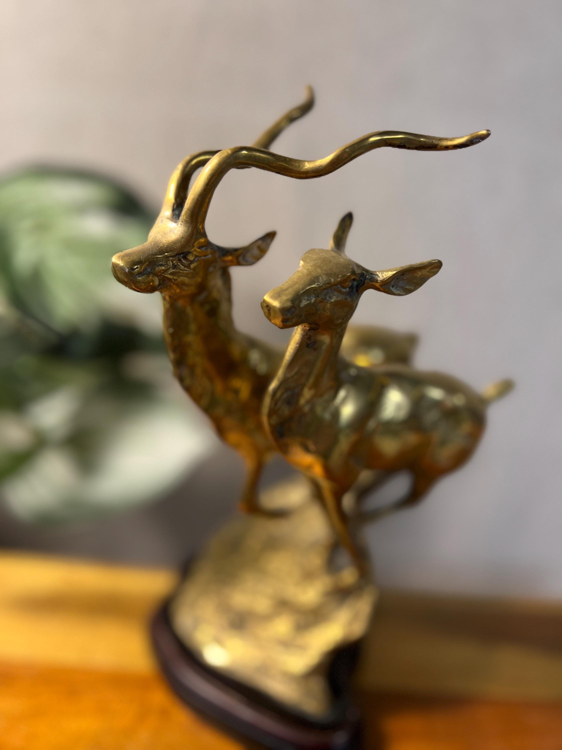 MCM Gazelle Figurines Brass Head  And horns Running cliff