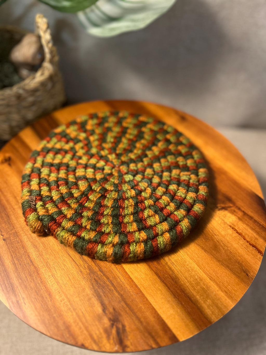 Vintage Boho yarn crochet Woven Trivet