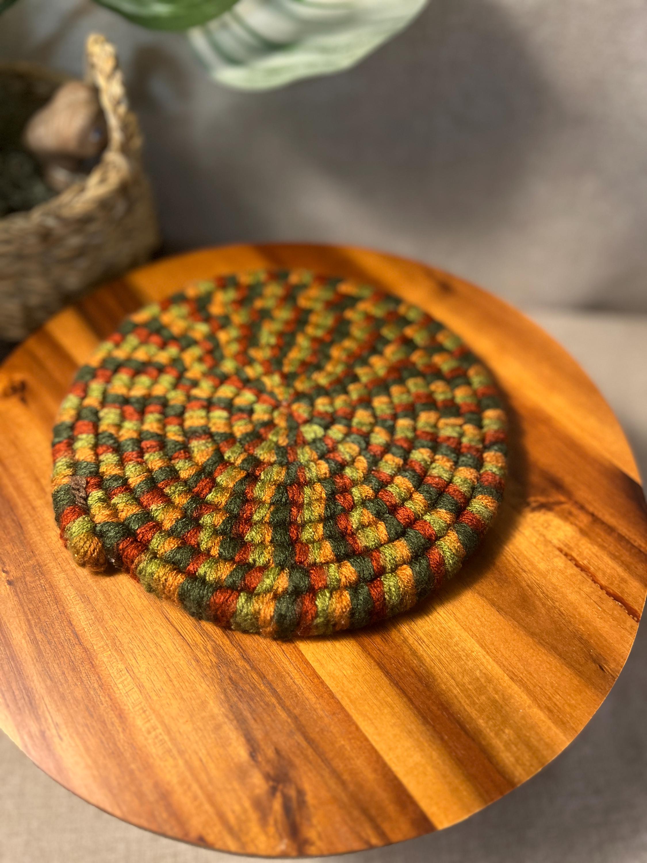 Vintage Boho yarn crochet Woven Trivet
