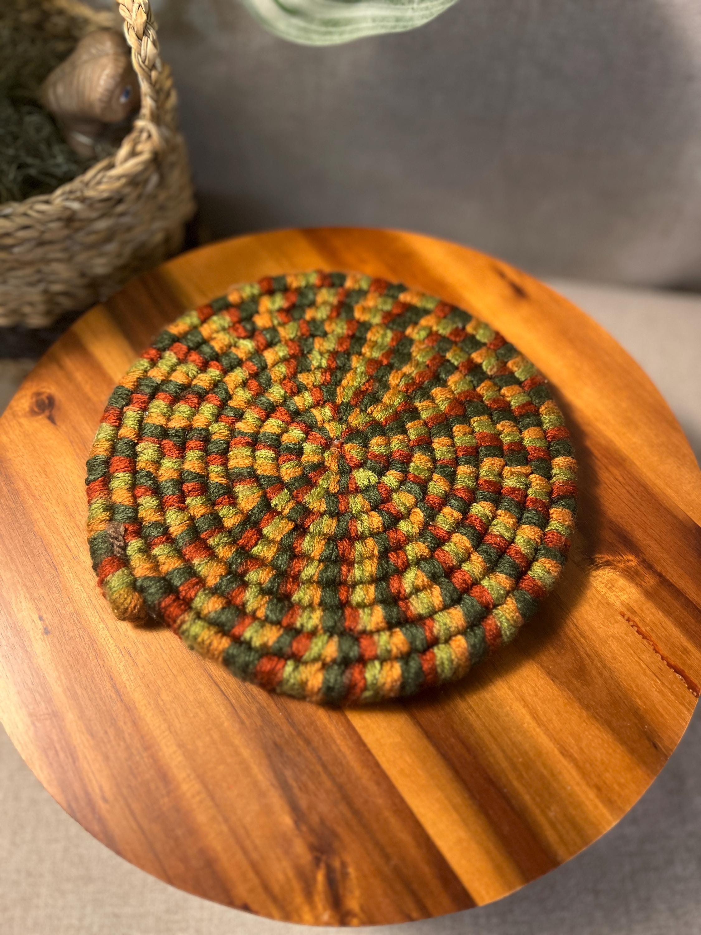 Vintage Boho yarn crochet Woven Trivet