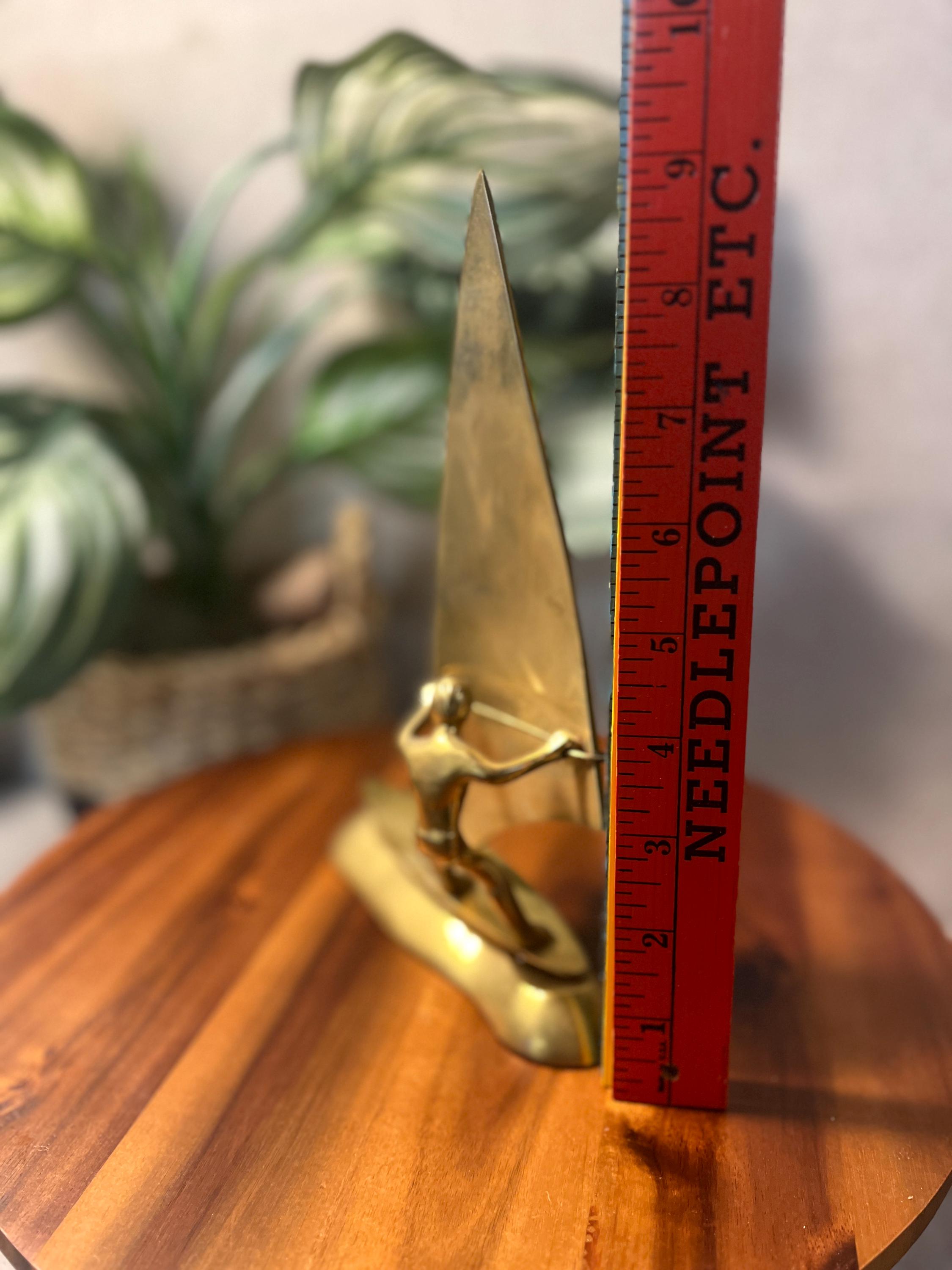 Vintage MCM Solid Brass Windsurfer Figurine