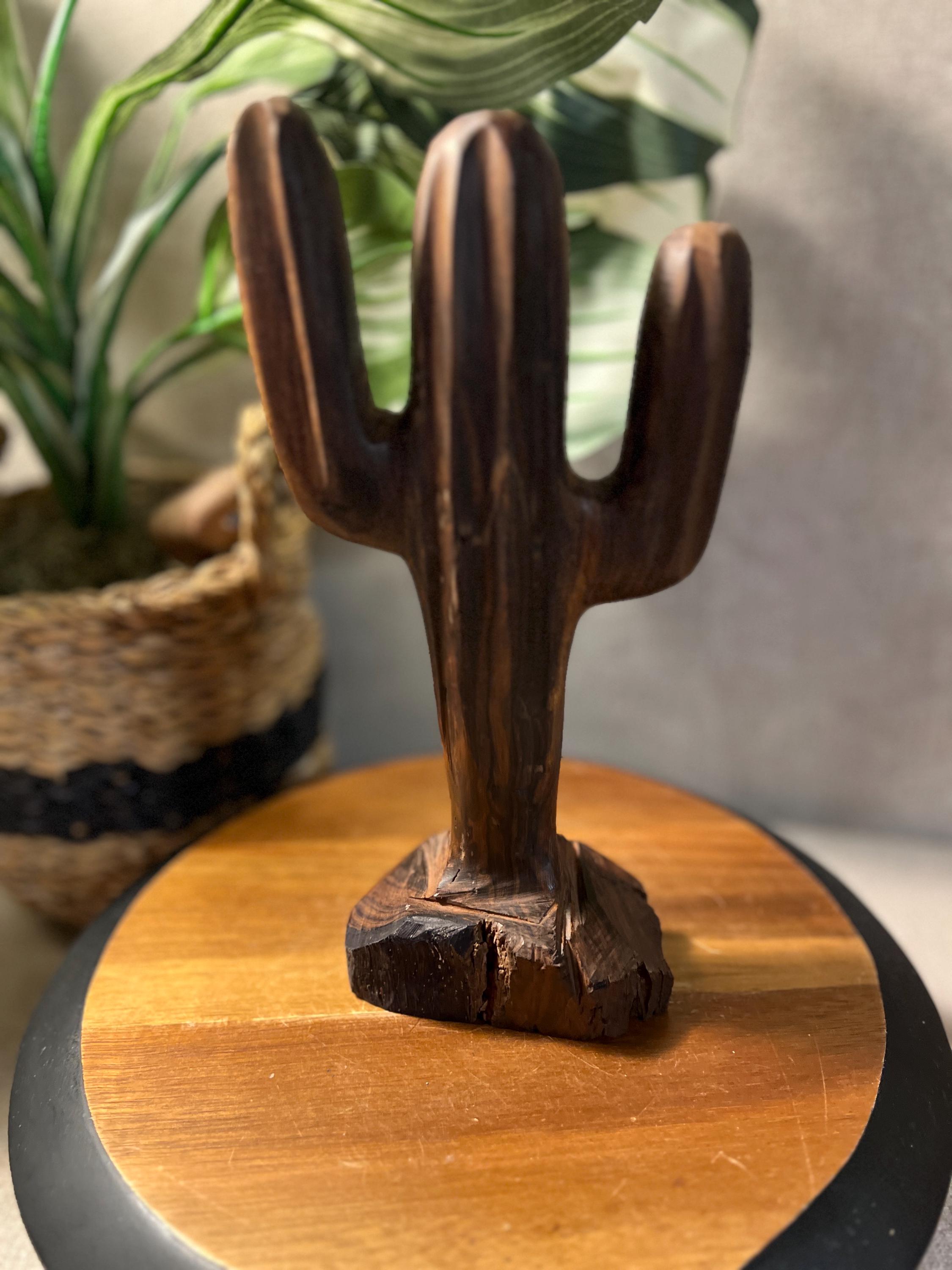 Hand Carved Ironwood Southwestern Saguaro Cactus Statue Figurine