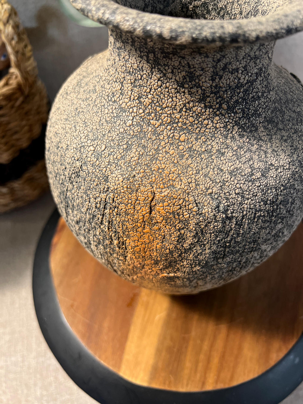 Mid Century Ikebana Vase Pottery TOYO Brown peachy pink Textured Modernist Vintage Japan