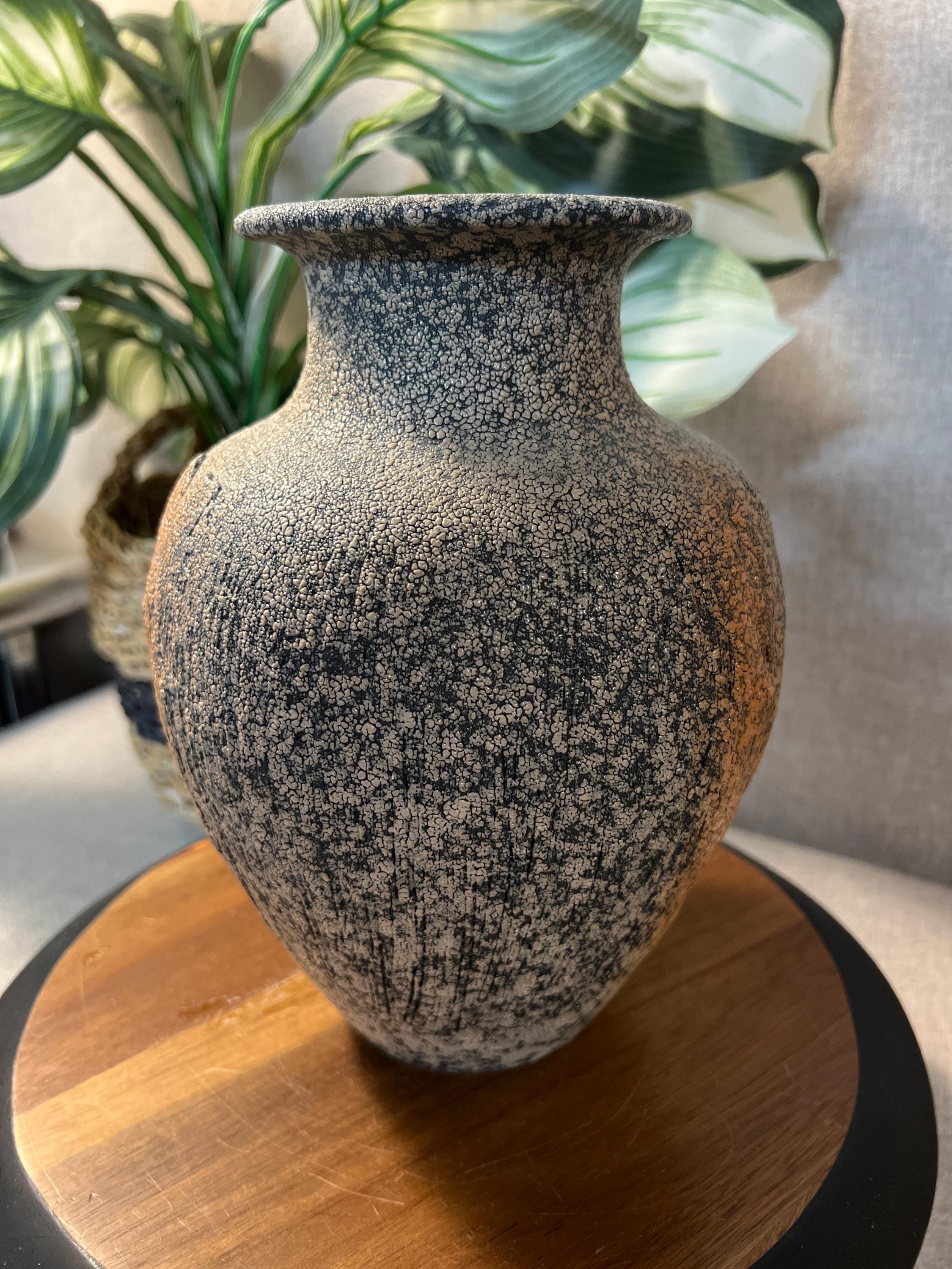 Mid Century Ikebana Vase Pottery TOYO Brown peachy pink Textured Modernist Vintage Japan