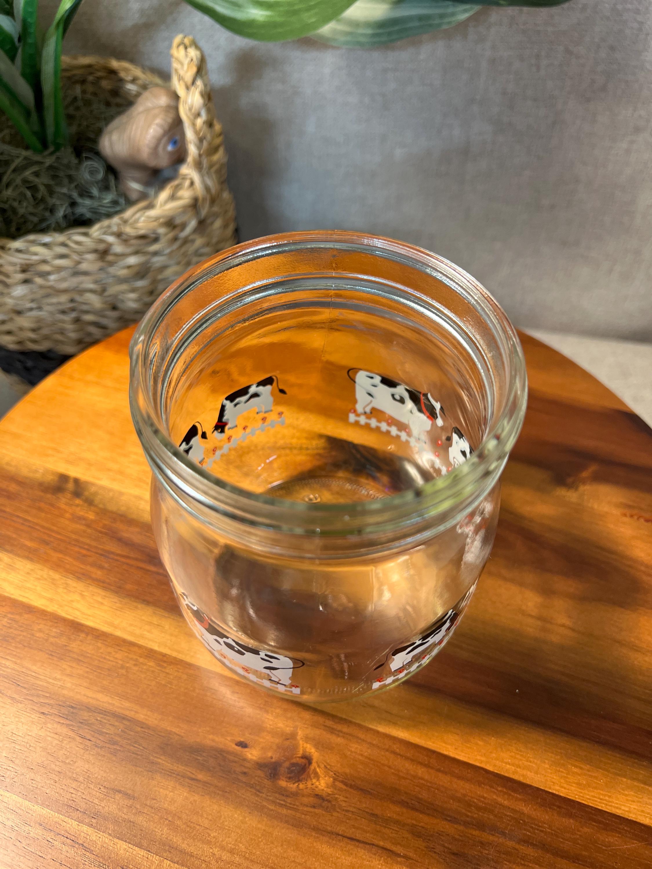 Vtg CARLTON GLASS Cows Farm Kitchen Storage Pantry Canister Jar 3/4 L Farmhouse