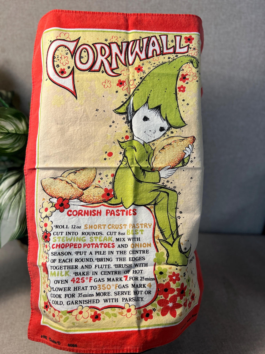 Vtg Cotton Recipe Pixie Cornish Pasties Made In Britain 18"x26"