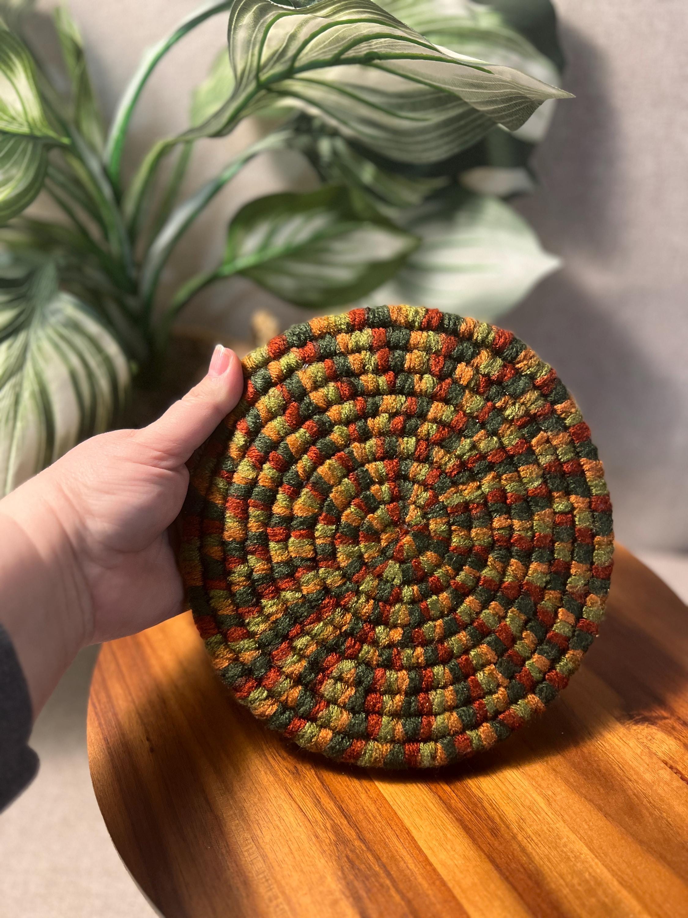Vintage Boho yarn crochet Woven Trivet
