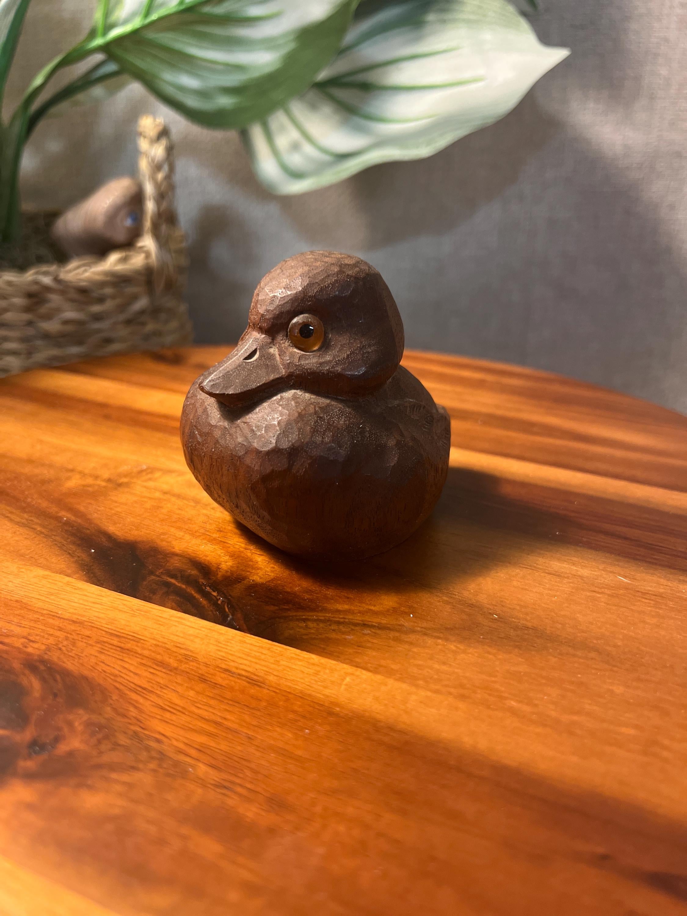 Vintage hand carved little wood duck