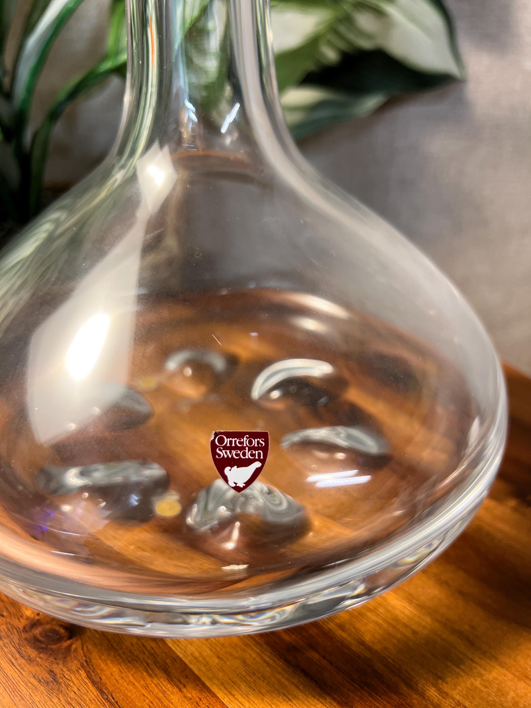 Vintage  Mid Century Orrefors Crystal Ships Decanter by Nils Landberg Sweden