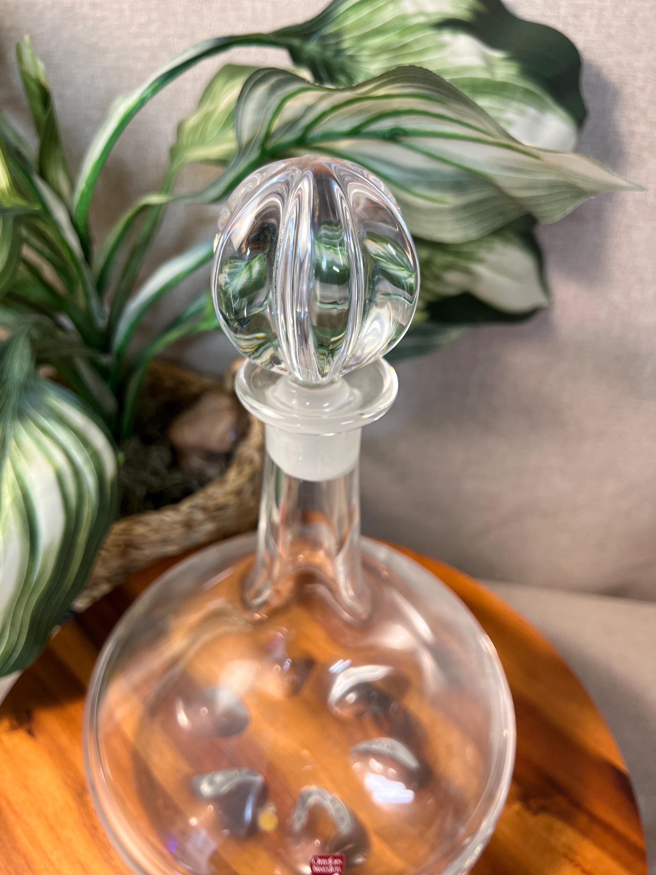 Vintage  Mid Century Orrefors Crystal Ships Decanter by Nils Landberg Sweden