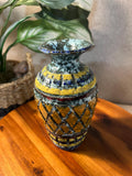 Vintage Italian Florentine Pottery Vase Brown Hand Painted Made In Italy