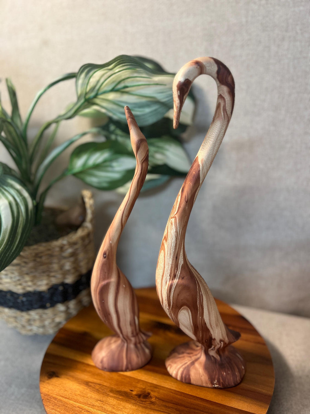 Mackinaw Island Pottery Crane Birds Bisque Fired Figurine Long Neck MCM