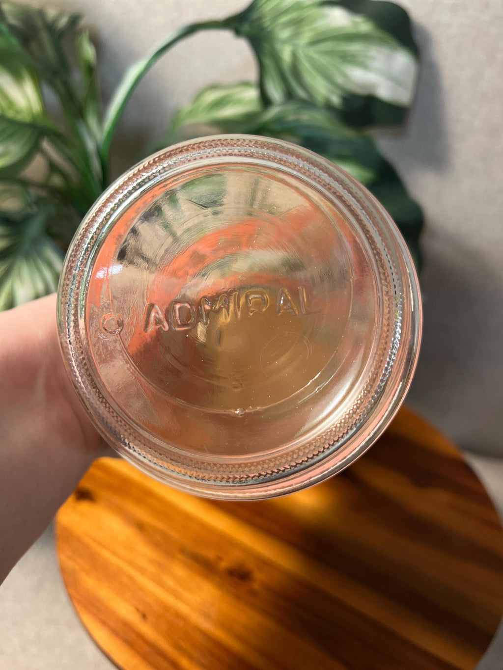 Vintage Admiral Glass Refrigerator Juice Carafes Pink With Lid Pitcher Jar