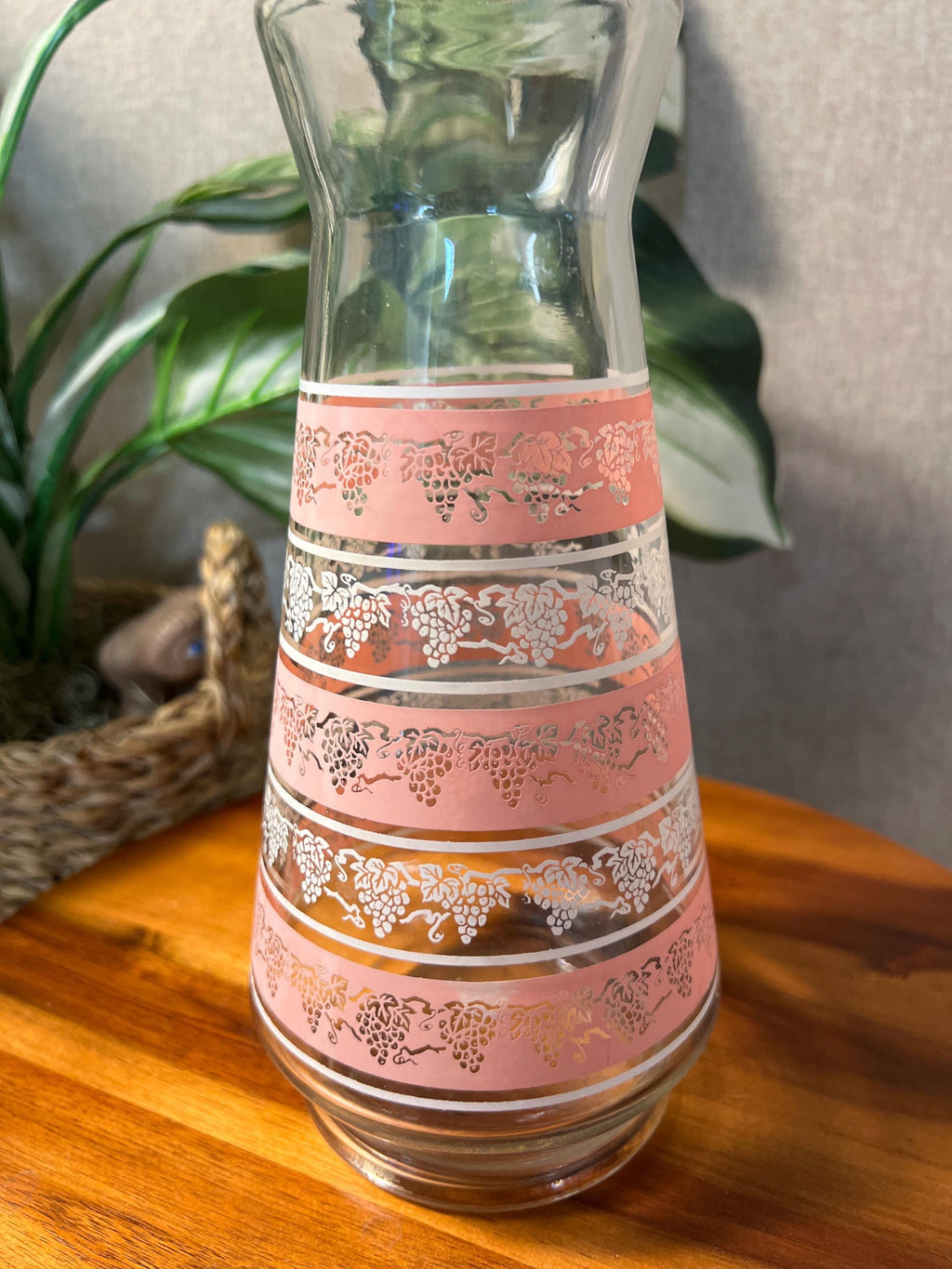 Vintage Admiral Glass Refrigerator Juice Carafes Pink With Lid Pitcher Jar