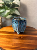 Handmade Ceramin Blue and brown Drip glaze planter