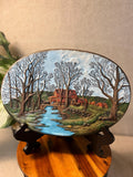 Vintage Hershey Mold 3 D ceramic 1980 Farm covered bridge Scene