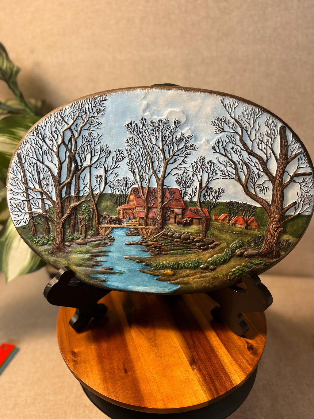 Vintage Hershey Mold 3 D ceramic 1980 Farm covered bridge Scene