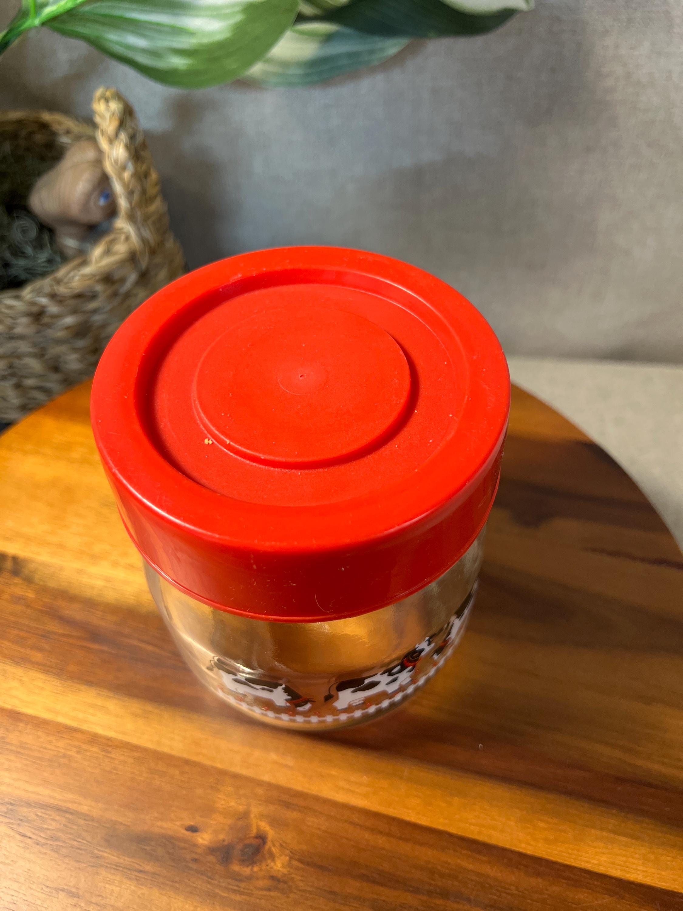 Vtg CARLTON GLASS Cows Farm Kitchen Storage Pantry Canister Jar 3/4 L Farmhouse