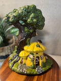 1972 Fairy Mushroom Tree House Night Light — Hand-Painted Ceramic Lamp