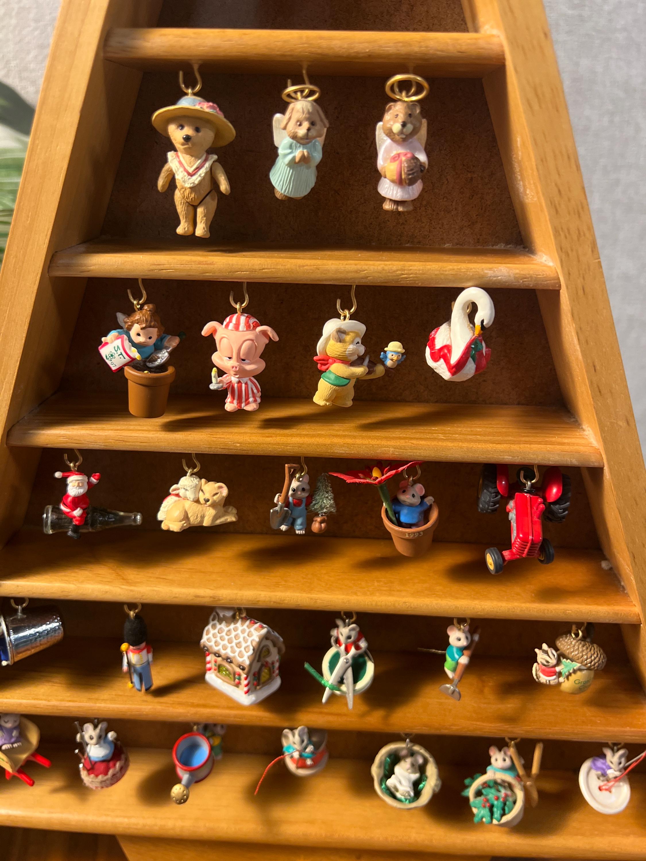 Hallmark Shadow Box Memory Tree Miniature Christmas Ornaments Display Vtg