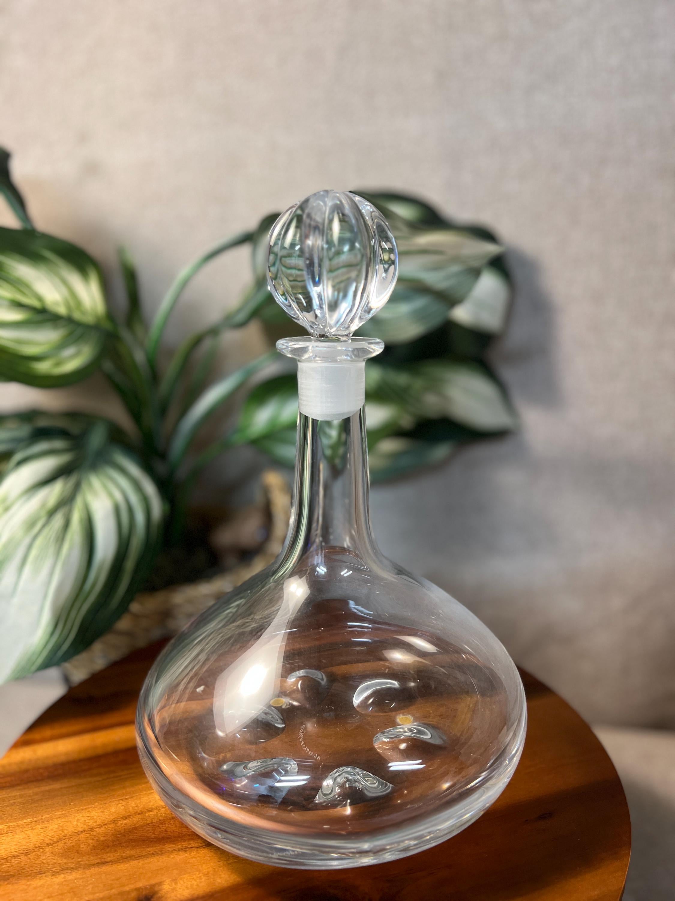 Vintage  Mid Century Orrefors Crystal Ships Decanter by Nils Landberg Sweden