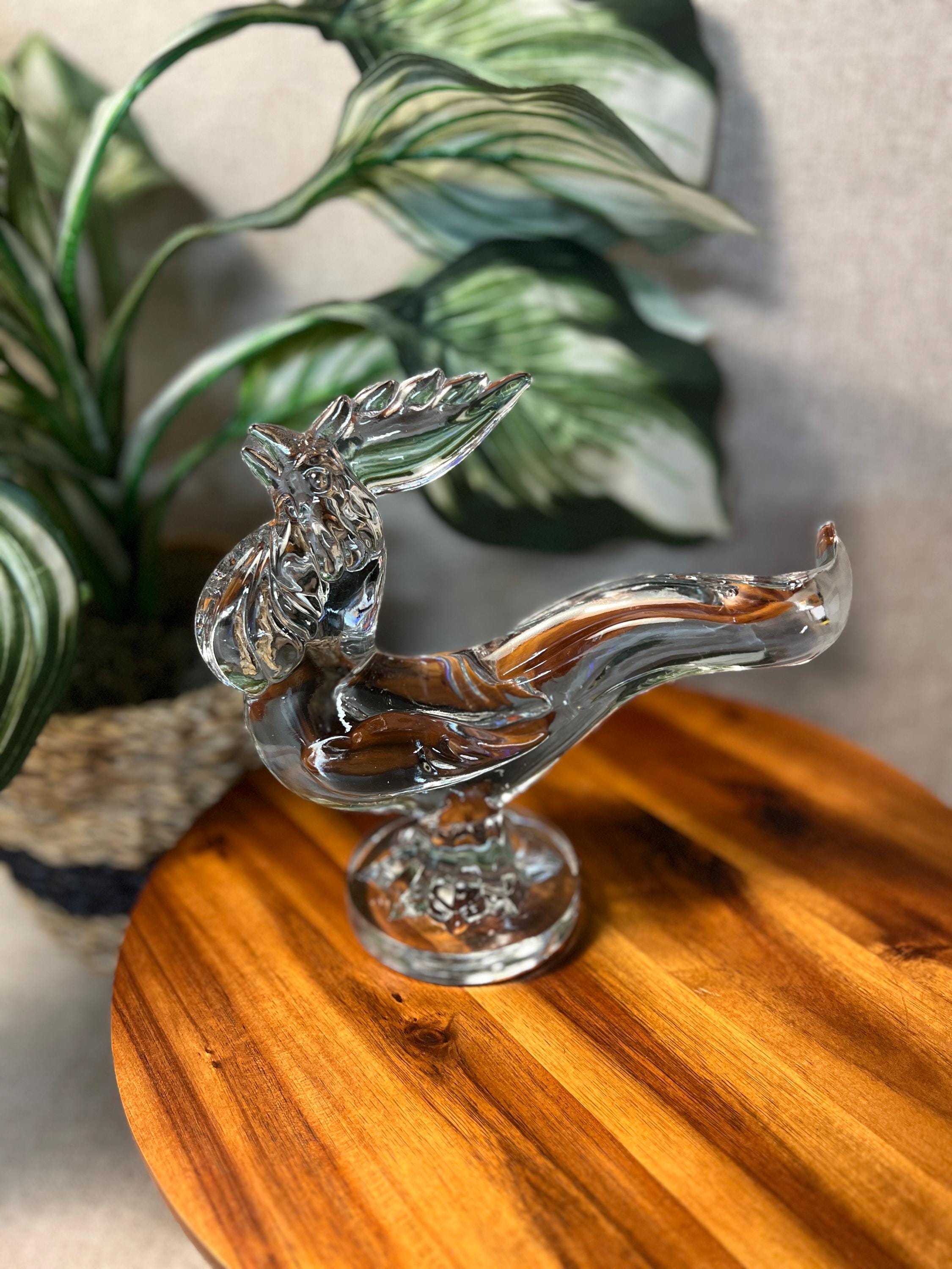 Martinsville Rooster #668 Clear Crystal Art Glass Giftware  1940s