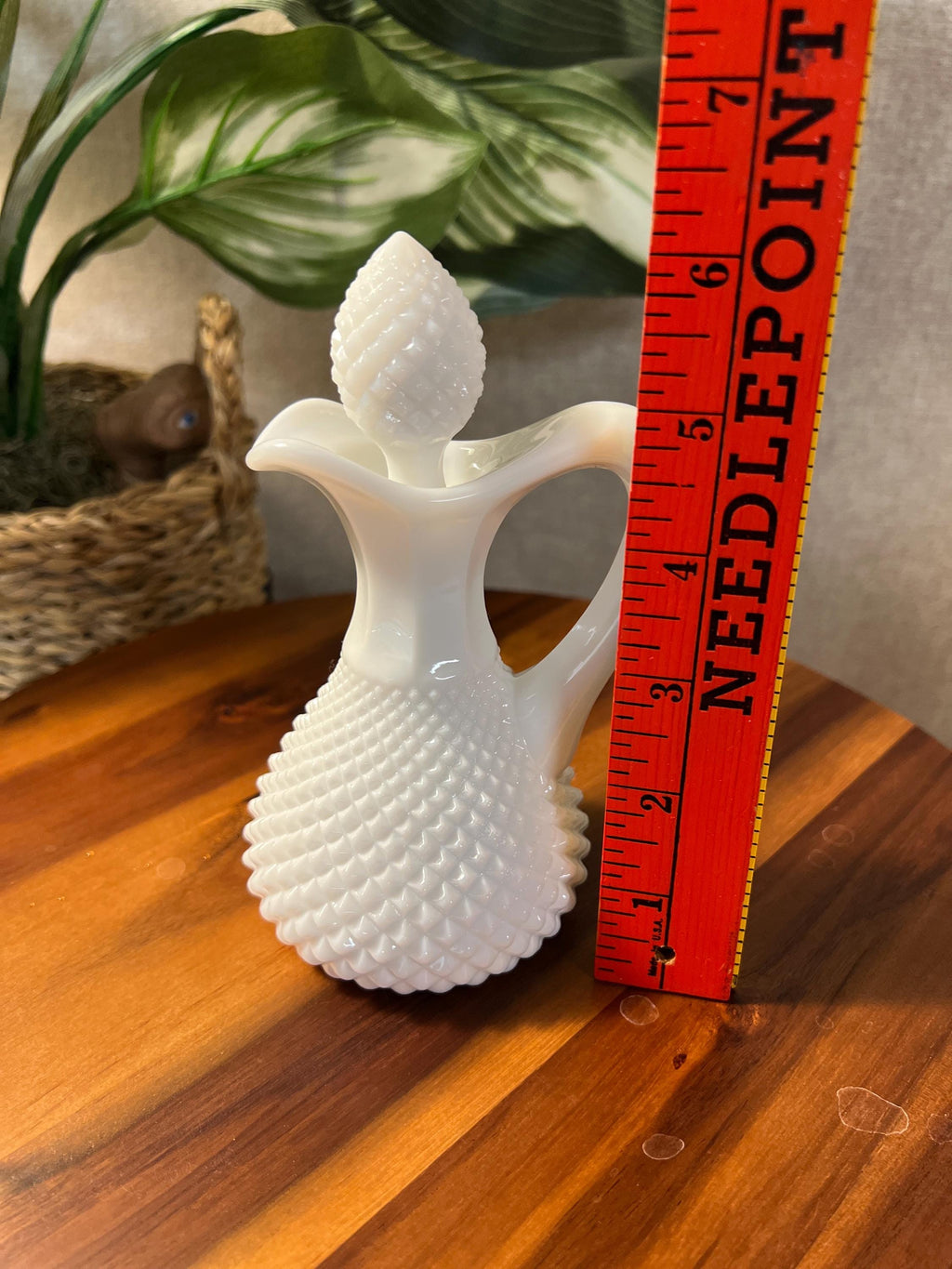 Westmoreland Vintage Milk Glass Diamond Point Cruet With Stopper