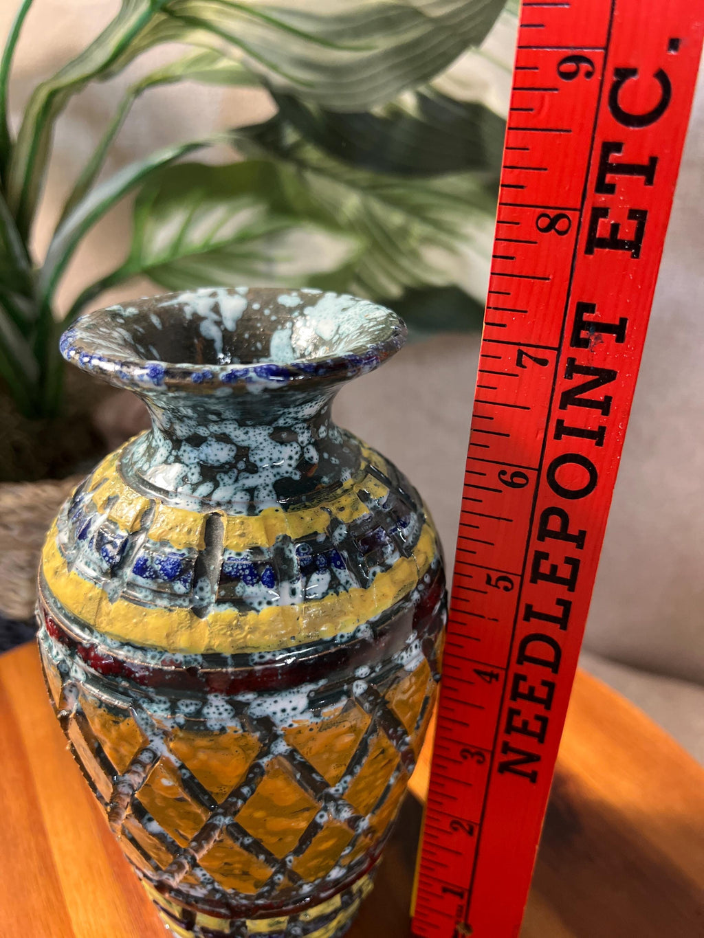 Vintage Italian Florentine Pottery Vase Brown Hand Painted Made In Italy