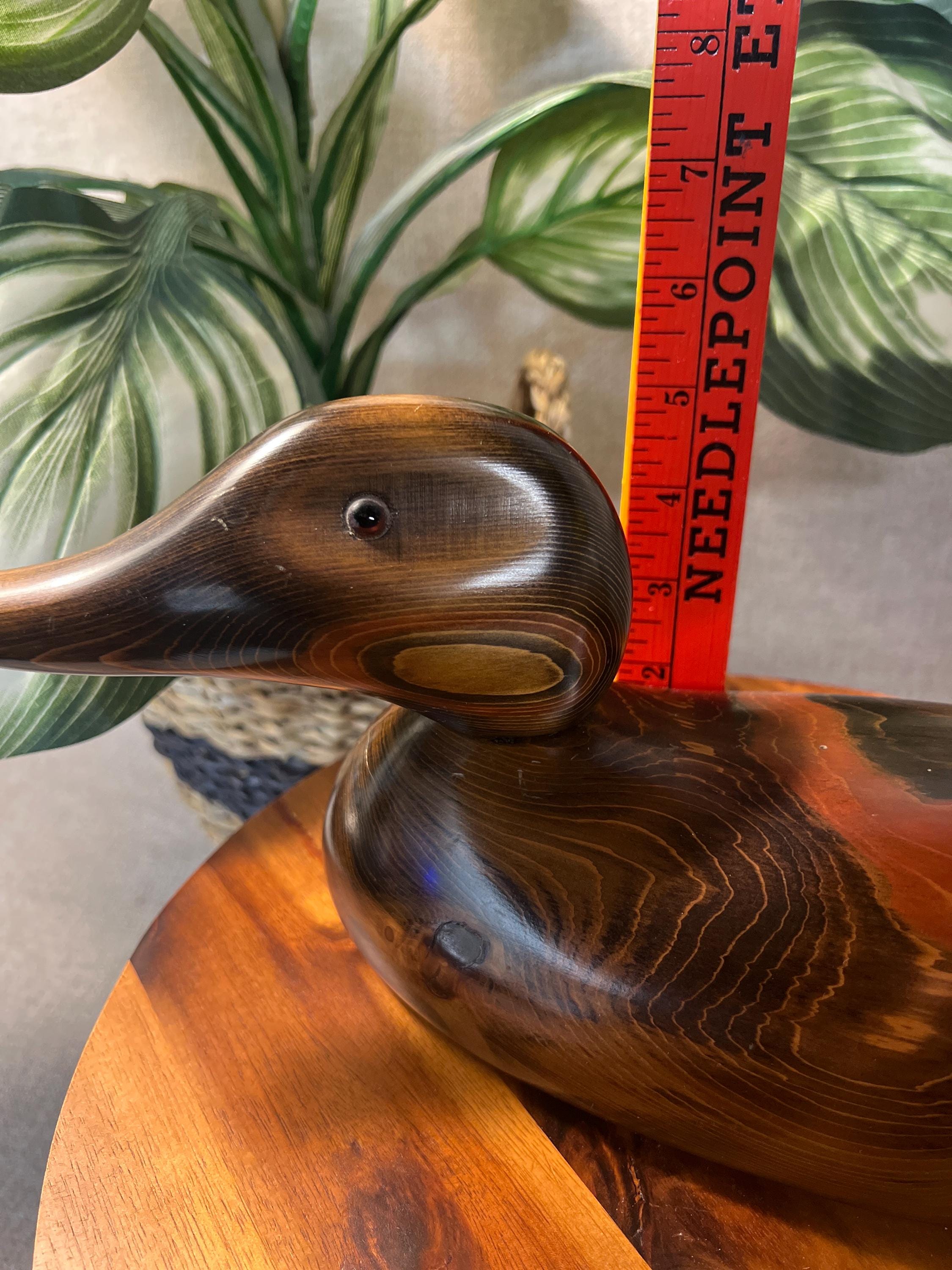 Bundy Decorative Duck Sculpture with Orange Swirls | Handcrafted Duck Figurine