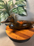 Bundy Decorative Duck Sculpture with Orange Swirls | Handcrafted Duck Figurine