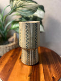 Mid Century Studio Art Pottery Tan Olive Green Modernist Vase Artist Sign