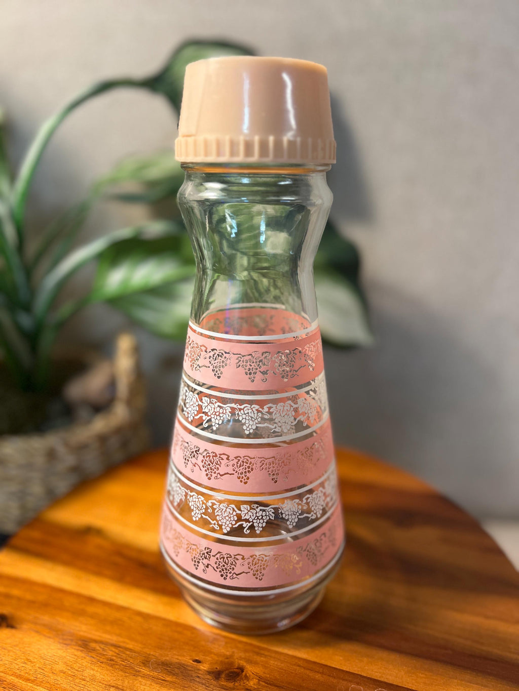 Vintage Admiral Glass Refrigerator Juice Carafes Pink With Lid Pitcher Jar