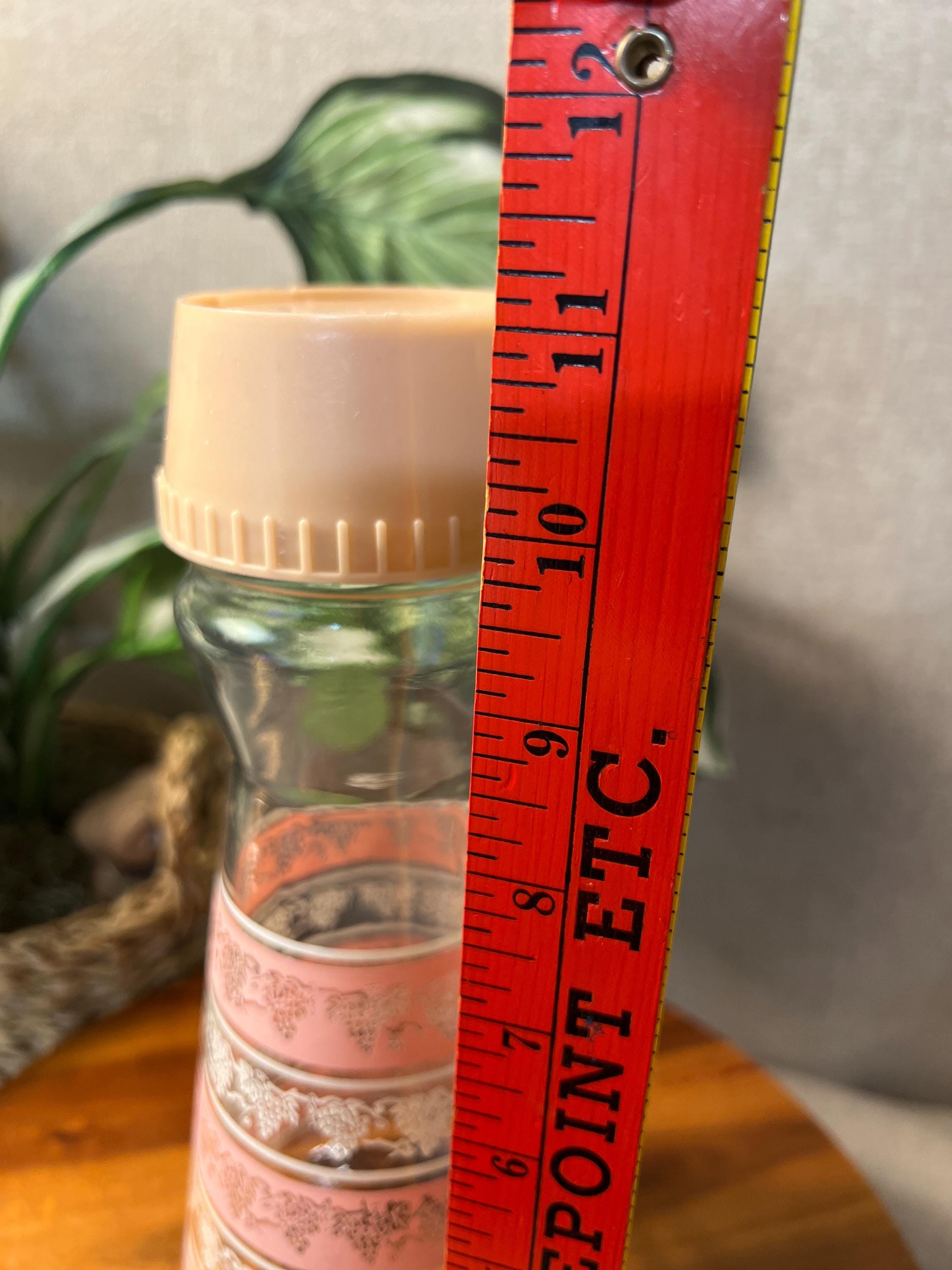 Vintage Admiral Glass Refrigerator Juice Carafes Pink With Lid Pitcher Jar