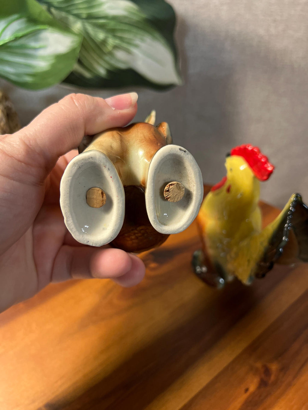 Nikoniko Rooster &Chicken Salt and Pepper Shakers Porcelain Vintage