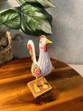 Handcrafted Barnyard Odisha India Wooden Rooster Folk Art Sculpture - Vintage