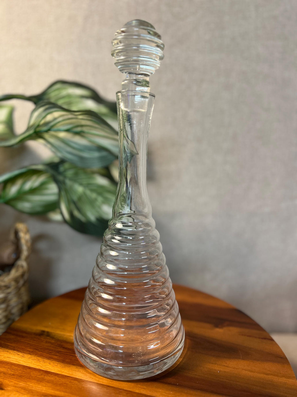 Vintage Clear Glass Beehive Decanter with Stopper