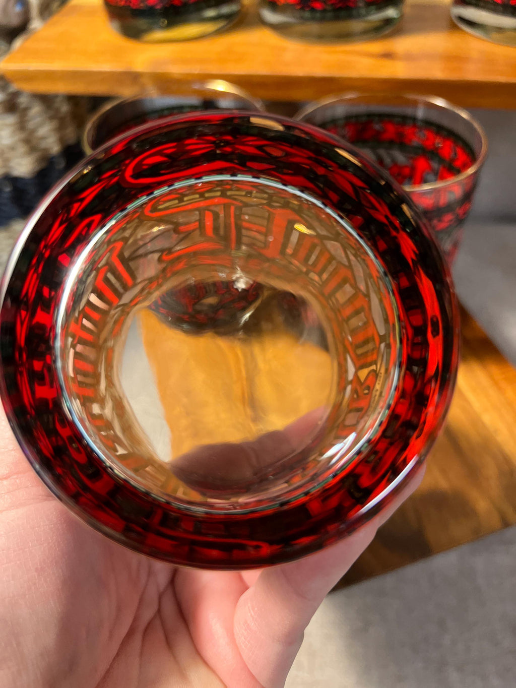 7 Houze Stained Glass Christmas Tumblers — 4" Happy Holidays Glasses