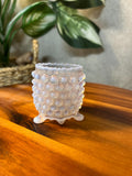 A.J. Beatty Opalescent Hobnail Toothpick Holder — Antique Footed Glass