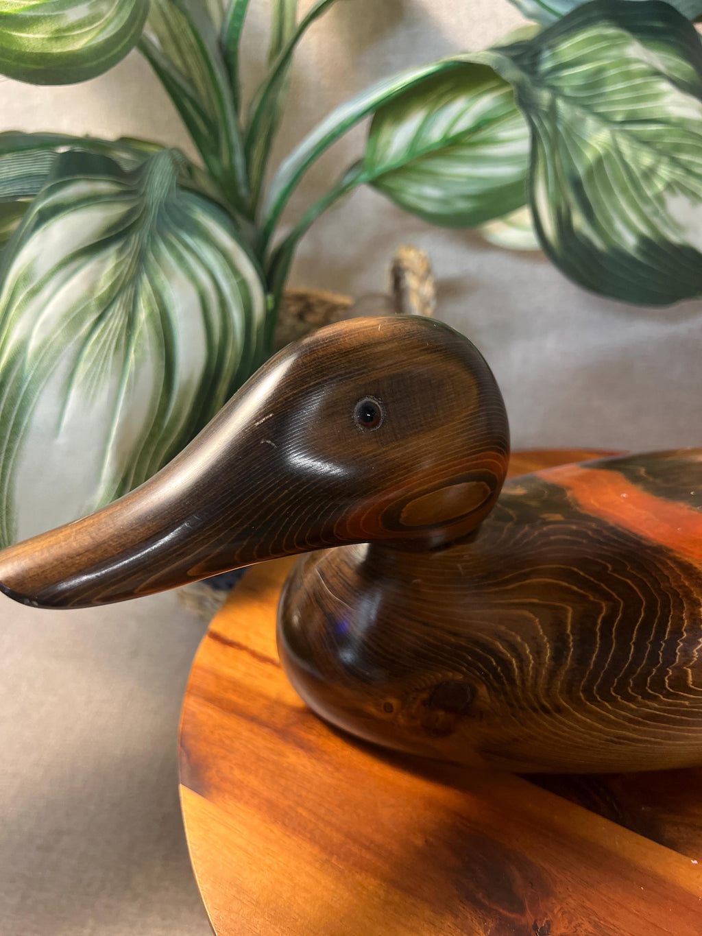 Bundy Decorative Duck Sculpture with Orange Swirls | Handcrafted Duck Figurine