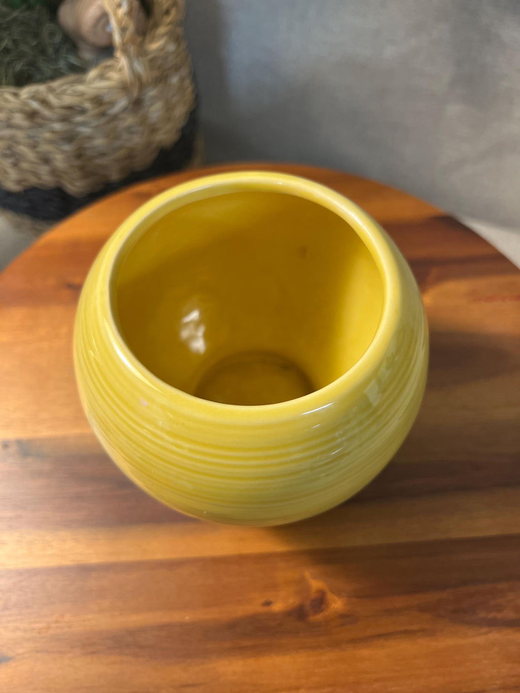 McCoy Harmony Round Swirled Art Vase Mid Century Modern Yellow+ Brown  Vintage