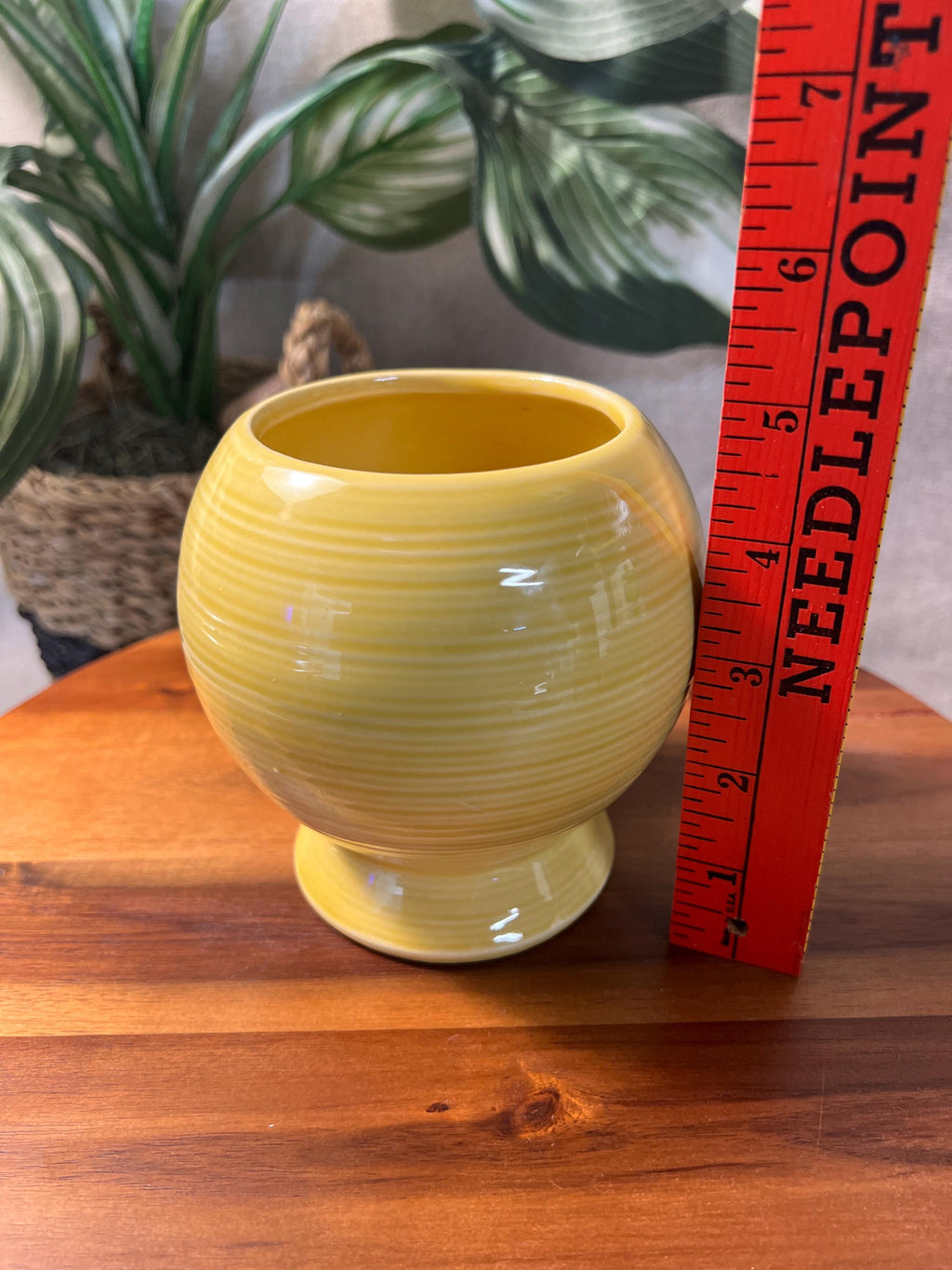 McCoy Harmony Round Swirled Art Vase Mid Century Modern Yellow+ Brown  Vintage