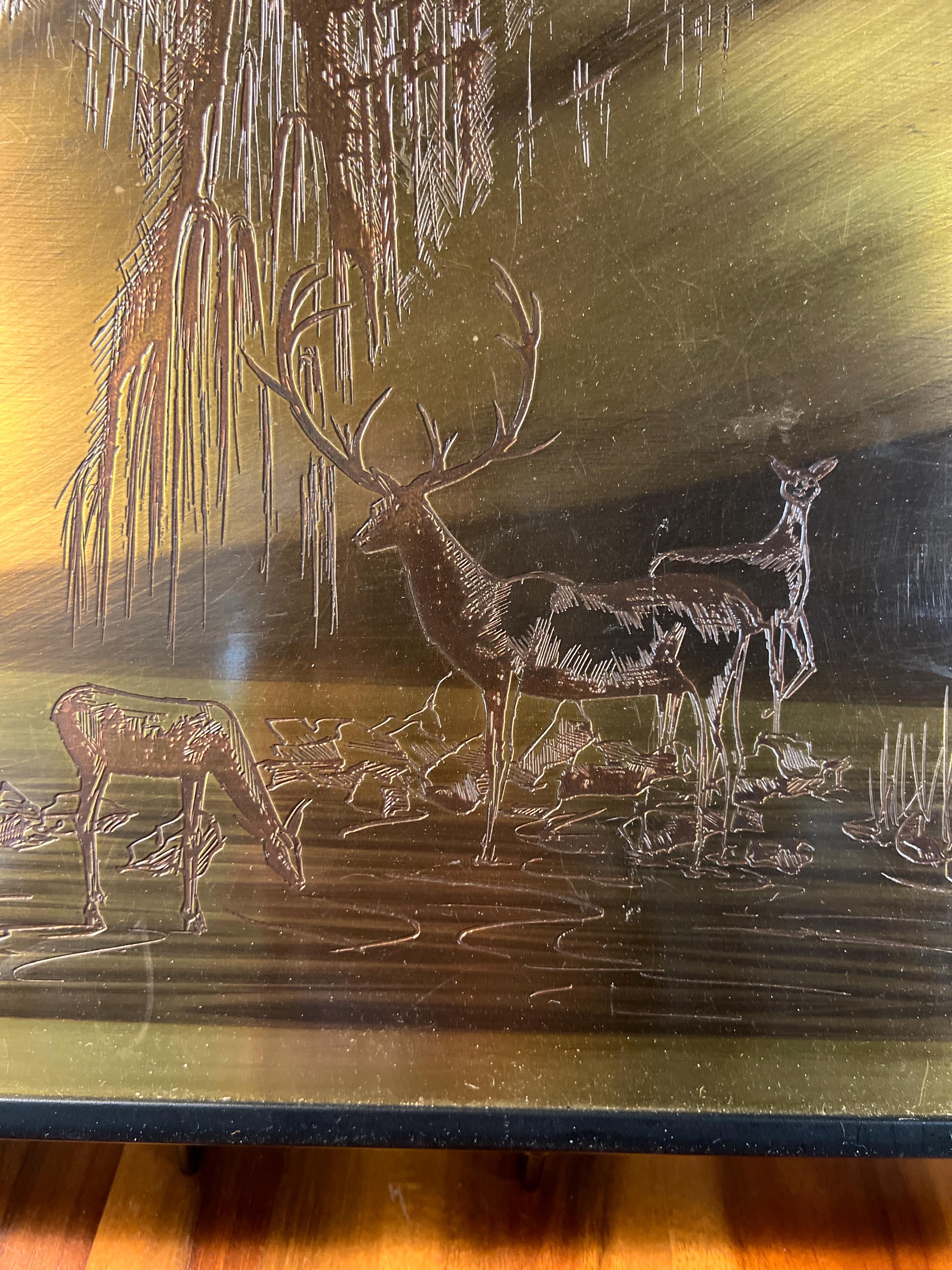 Highline West White-Tailed DEER Plaque Etched Brass Bijan