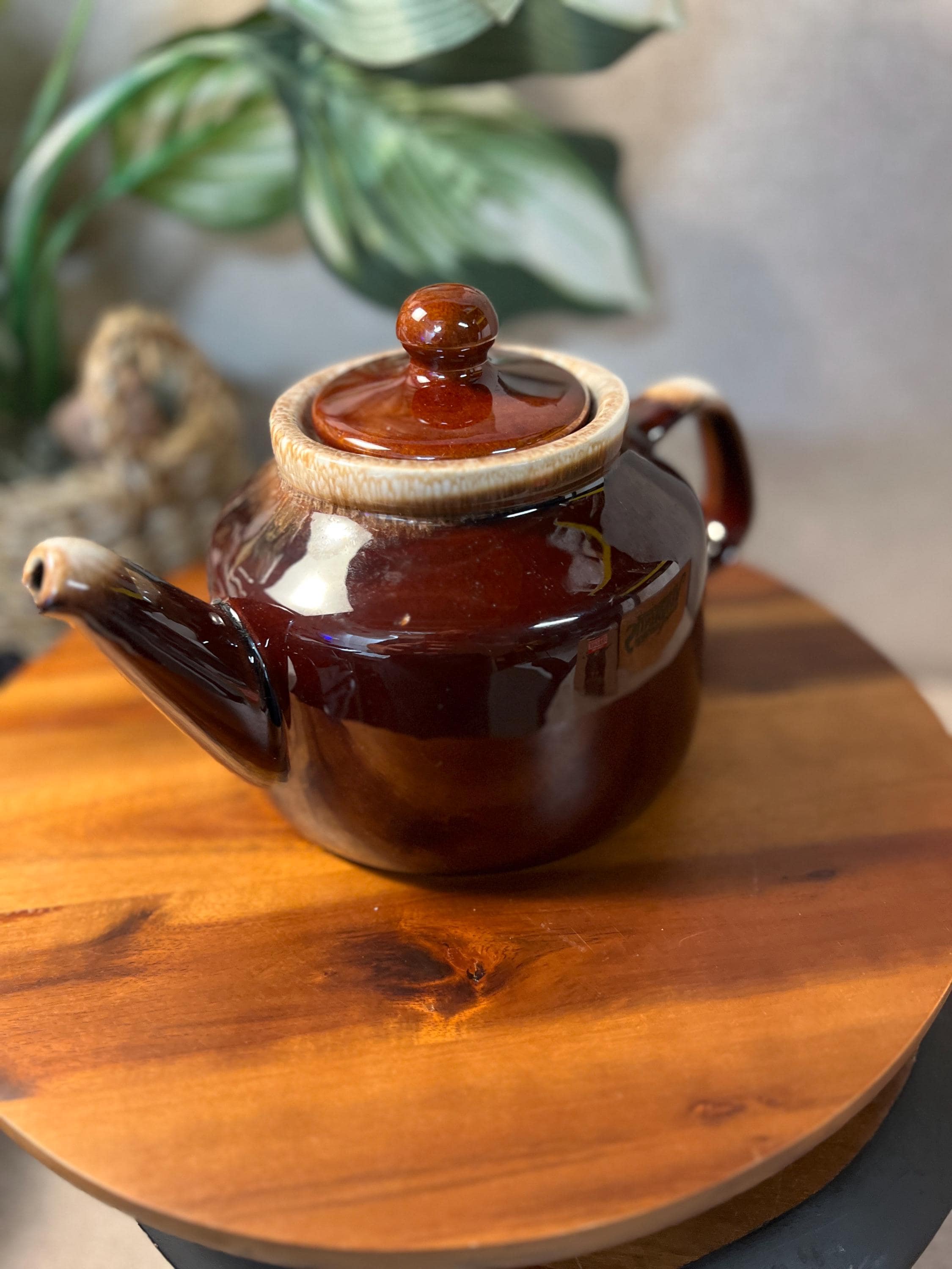 McCoy Pottery  Made in USA Ceramic Brown Drip Teapot