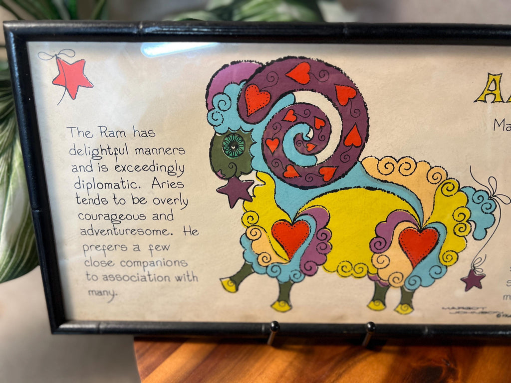 Vintage 1968 Margot Johnson ARIES The Ram Zodiac Astrology Horoscope Pop Art