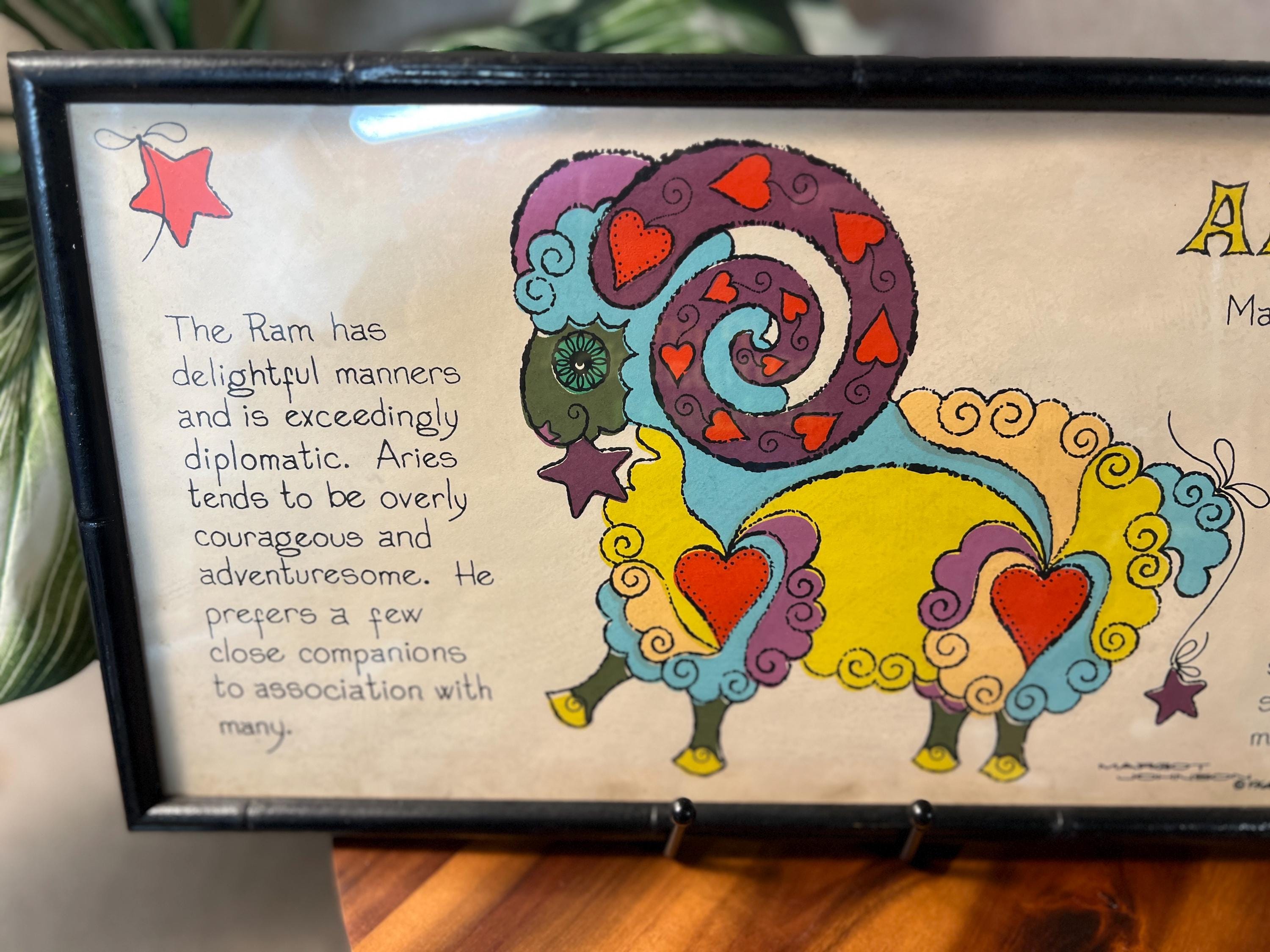 Vintage 1968 Margot Johnson ARIES The Ram Zodiac Astrology Horoscope Pop Art