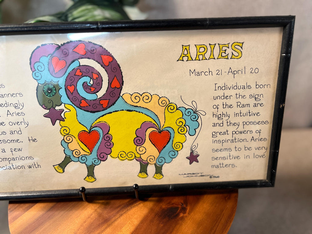 Vintage 1968 Margot Johnson ARIES The Ram Zodiac Astrology Horoscope Pop Art