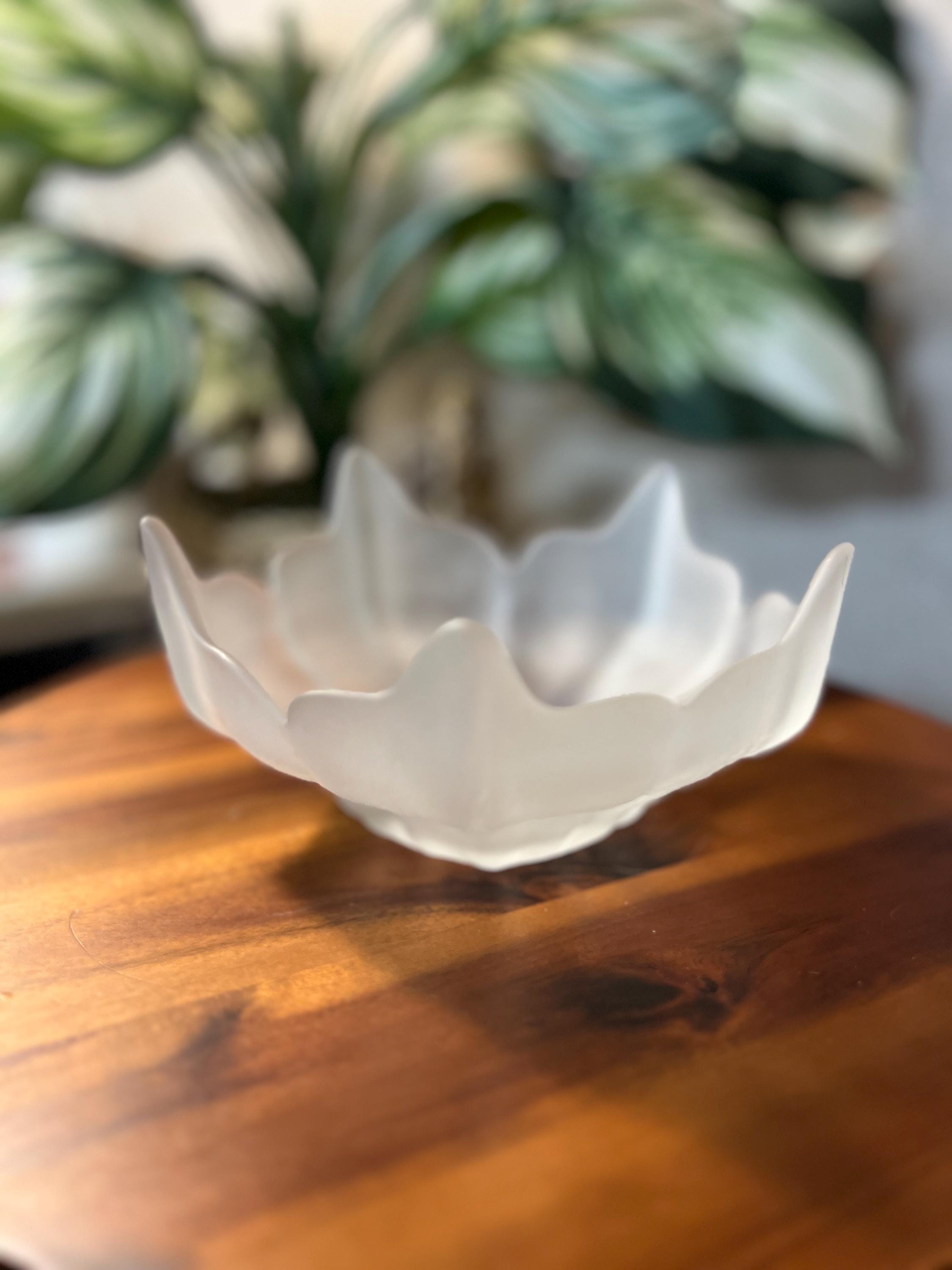 MCM VIKING Glass Satin Frosted Spiked Stockholm Wayne Husted Lotus BOWL Vintage
