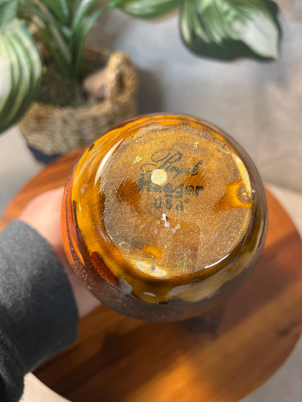 Mid Century Royal Haeger Earth Wrap Vase, 1970s Orange Peel Glaze Pottery, Brown