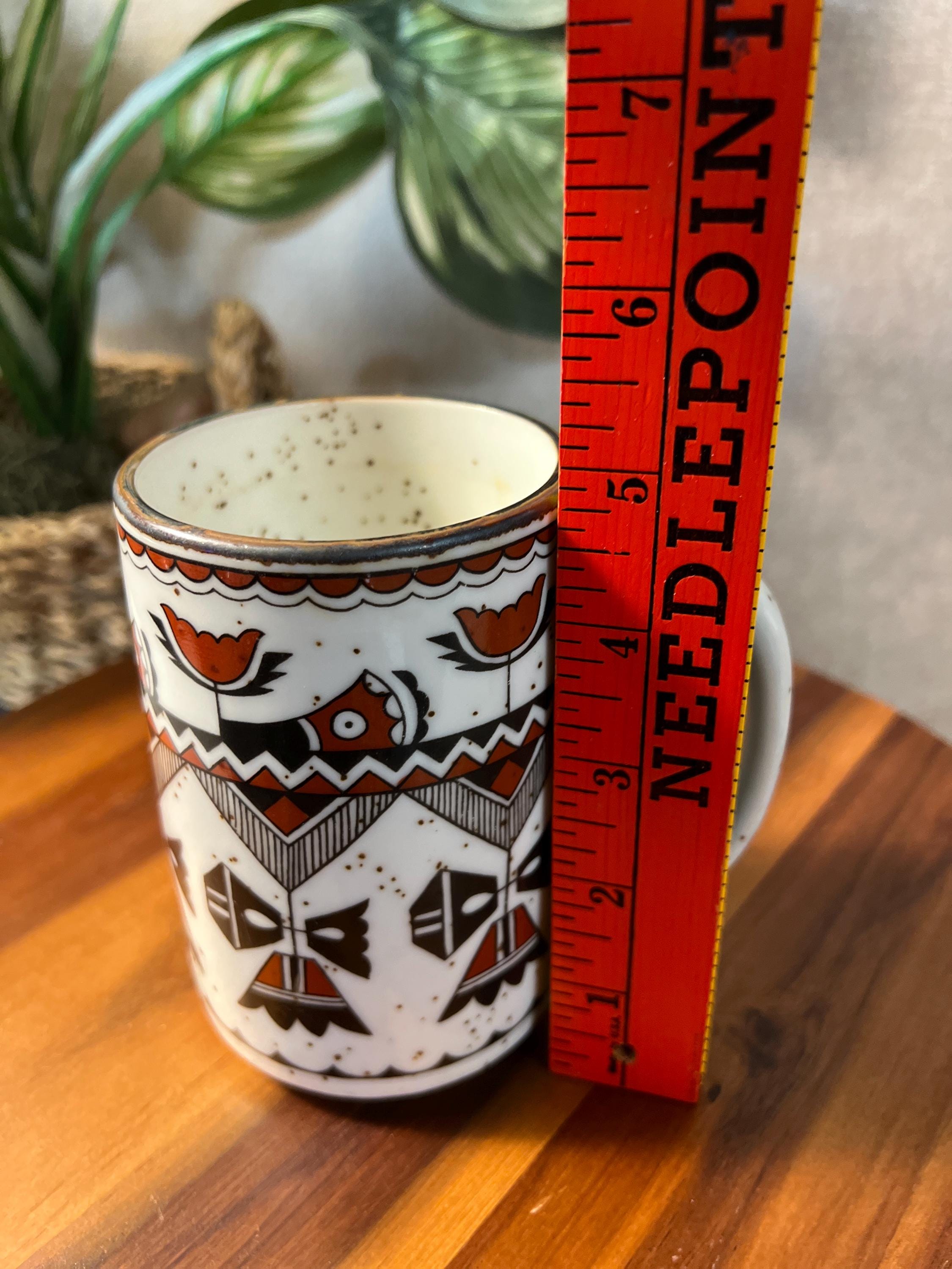 Otagiri Pottery Coffee Tea Mug Cup Southwestern Aztec Orange Brown